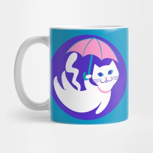 White Cat/ Pink Umbrella Mug